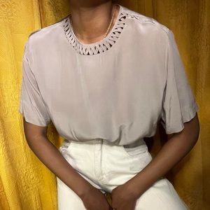 Jeremy Scott Braemar short sleeve 100% silk blouse 🪞